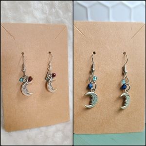 2 pair Handmade Bohemian Moon Earrings